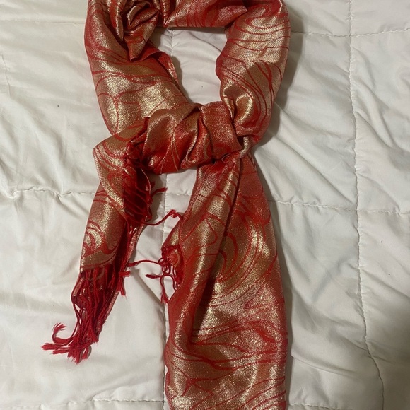 Elegant Red and Gold Scarf - Picture 1 of 6